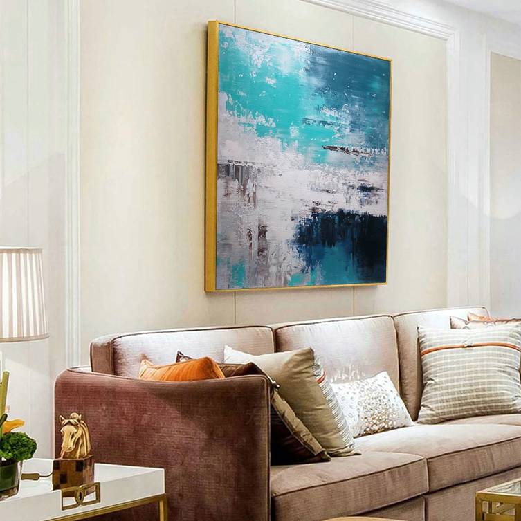 Green Sky Modern Abstract Canvas Artwork XD5Y3 wall art